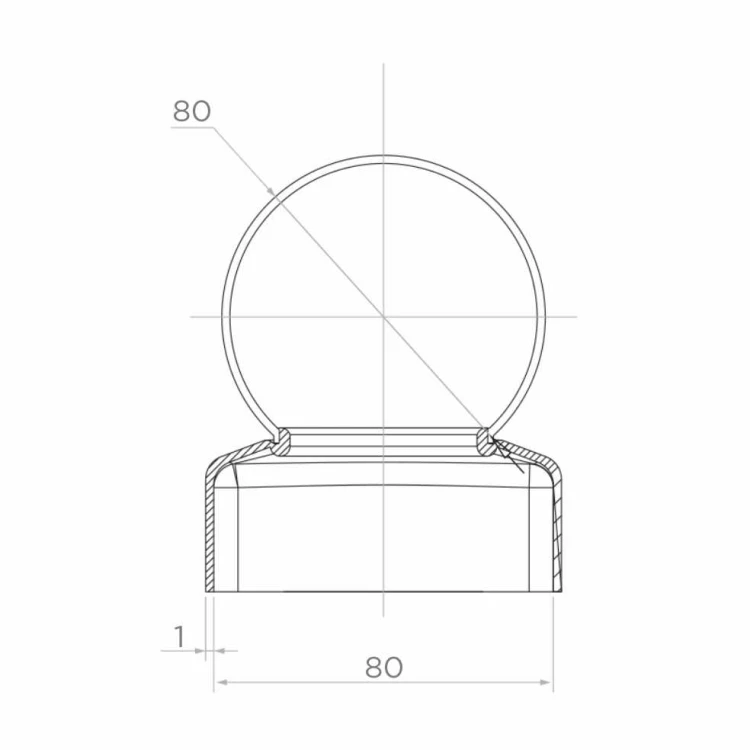 Plotová stříška pozinkovaná ocelová 80×80 mm s koulí Ø 80 mm 001-565 (2)
