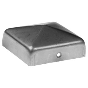 Ocelový kopertový střešní kryt na plotový sloupek 120×120 mm – surový