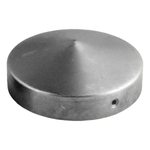 Ocelová kulatá stříška na plotový sloupek Ø 60 mm – surová