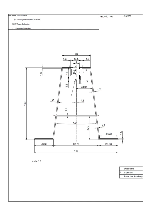 Trapézový hliníkový můstek H100 L330 s těsněním EPDM 2 mm pro montáž FV panelů 001-778 (2)