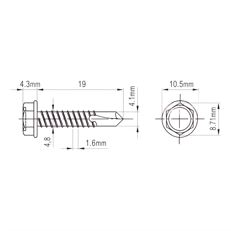 Samořezný šroub DIN 7504 K 4,8x19 mm – nerezová ocel A2, šestihranná hlava s přírubou 001-923 (2)