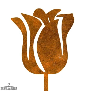Zahradní dekorace – rezavý tulipán z cortenu 14×95 cm na zapíchnutí