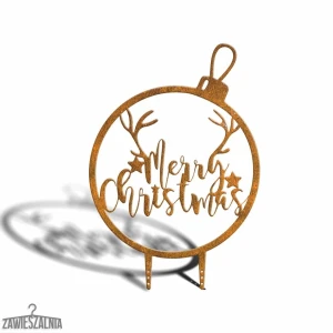 Zawieszalnia – zahradní dekorace Bombka Merry Christmas XL 77 cm z cortenové oceli