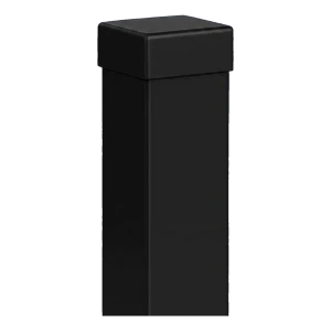 Sloupek plotový ocelový 80×80 mm černý RAL 9005 – 2,0 m se zaslepovací krytkou