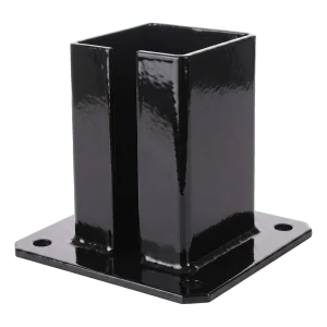 Ocelová patka pro sloupek branky a plotu 100×100 mm černá