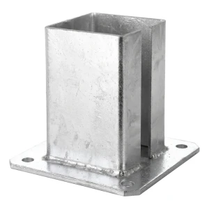 Ocelová patka pro plotový a bránový sloupek 100×100 mm, žárově zinkovaná