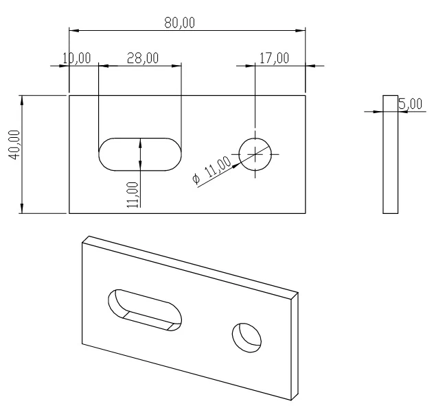 Hliníkový Adaptér 40x80x5 PV-07-05 (2)