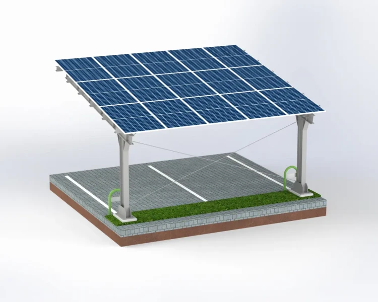 Přístřešek pro auto Fotovoltaická bouda pro 2 vozidla L 5,7m x 5,2m Carport GPV-101-14 (3)