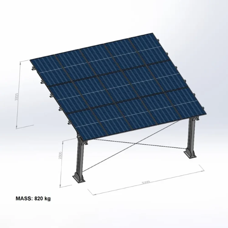 Přístřešek pro auto Fotovoltaická bouda pro 2 vozidla L 5,7m x 5,2m Carport GPV-101-14 (4)