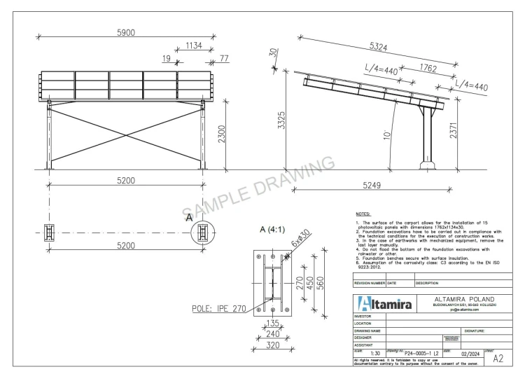 Přístřešek pro auto Fotovoltaická bouda pro 2 vozidla L 5,7m x 5,2m Carport GPV-101-14 (5)