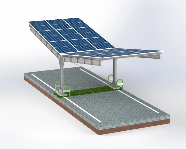 Přístřešek pro auto Fotovoltaická bouda pro 2 vozidla T 11,4m x 3,3m Carport GPV-101-08 (2)