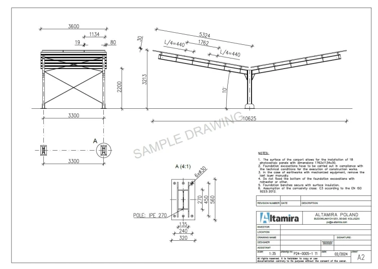 Přístřešek pro auto Fotovoltaická bouda pro 2 vozidla T 11,4m x 3,3m Carport GPV-101-08 (4)