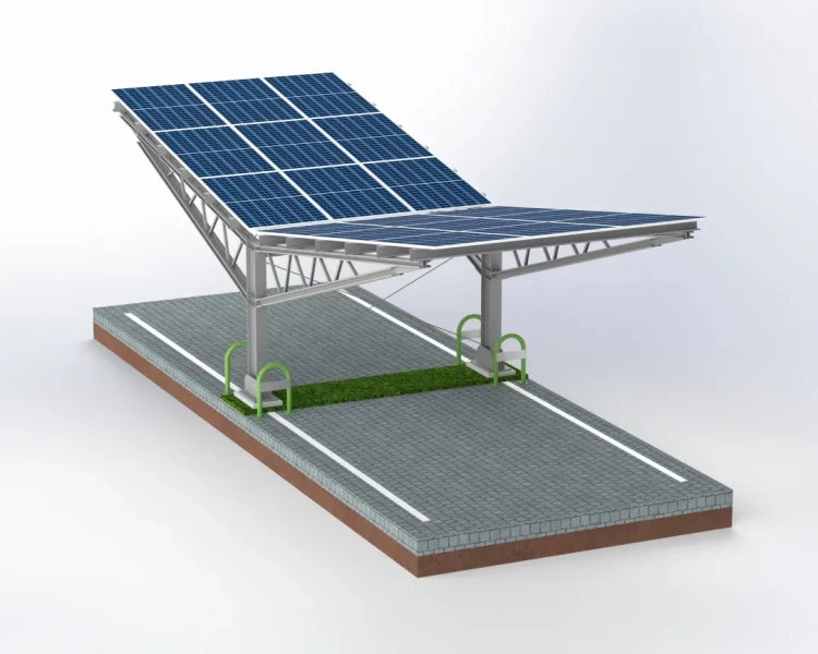 Přístřešek pro auto Fotovoltaická bouda pro 2 vozidla T Eco 11,4m x 3,3m Carport GPV-101-09 (2)