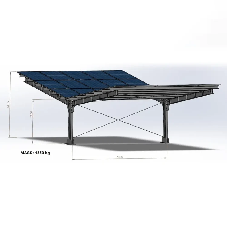 Přístřešek pro auto Fotovoltaická bouda pro 4 vozidla T 11,4m x 5,2m Carport GPV-101-13 (3)