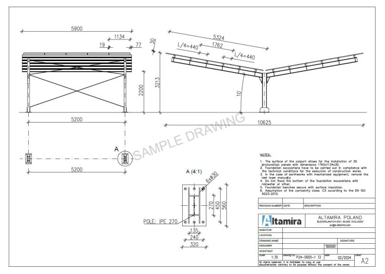 Přístřešek pro auto Fotovoltaická bouda pro 4 vozidla T 11,4m x 5,2m Carport GPV-101-13 (4)