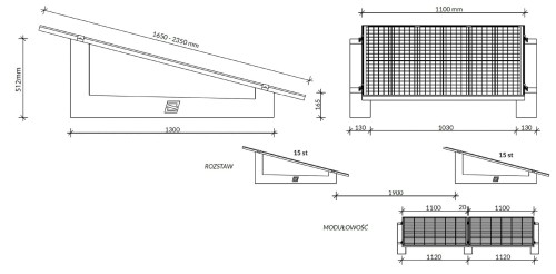 Betonové konstrukce na rovné střechy pro vertikální instalaci fotovoltaických panelů na ploché střeše SE1300 - paleta 10 kusů GPV-600-02 (2)