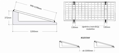 Betonové konstrukce na rovné střechy pro horizontální instalaci fotovoltaických panelů na ploché střeše SE1200 - paleta 16 kusů GPV-600-03 (2)