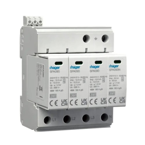 Hager Svodič přepětí Typ 1+2 (B+C) 4P 50kA 1,2kV GPV-401-101