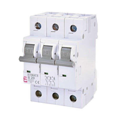 ETI Nadproudový jistič B 20A 3P 6kA GPV-401-102