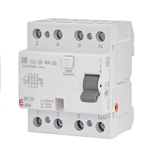 ETI Zbytkový proudový jistič 4P 40A 100mA typ AC GPV-401-132