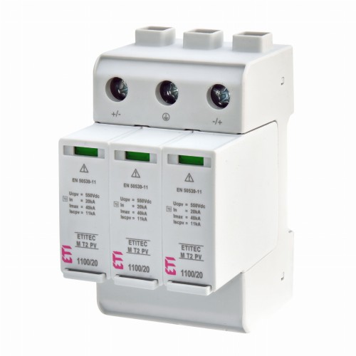 ETI Svodič přepětí PV DC Typ 2 (C) 1100V 3P 20kA 3,8kV GPV-401-135