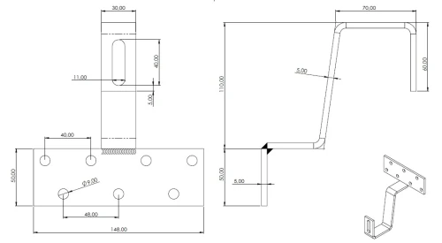 Střešní hák T svařovaný 110 mm A2 TS PV-08-44 (2)