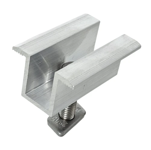 Středová svorka H25 L50 surová s šroubem M8x20 a vložkou pro panely 30 mm PV-04-16