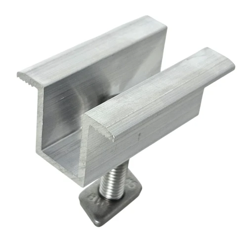 Středová svorka H25 L50 surová s šroubem M8x25 a vložkou pro panely 35 mm PV-04-17