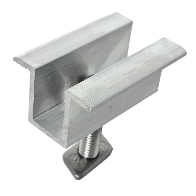 Středová svorka H25 L50 surová s šroubem M8x25 a vložkou pro panely 35 mm PV-04-17