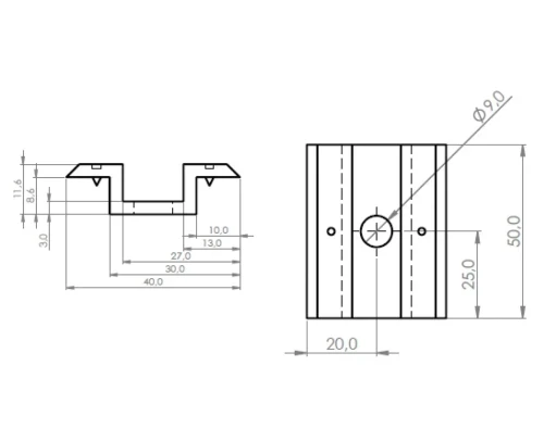 Středová svorka nízká H8 s kolíkem PV-04-18 (2)