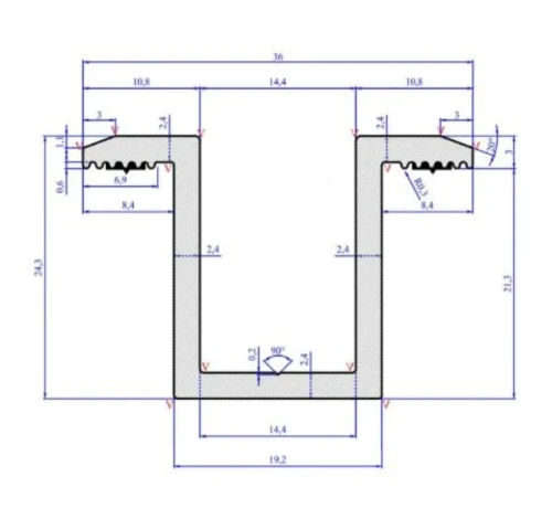 Středová svorka L50 H25 s uzemňovacím kolíkem PV-04-19 (2)