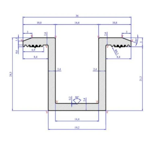 Středová svorka L50 H25 s uzemňovacím kolíkem PV-04-19 (2)