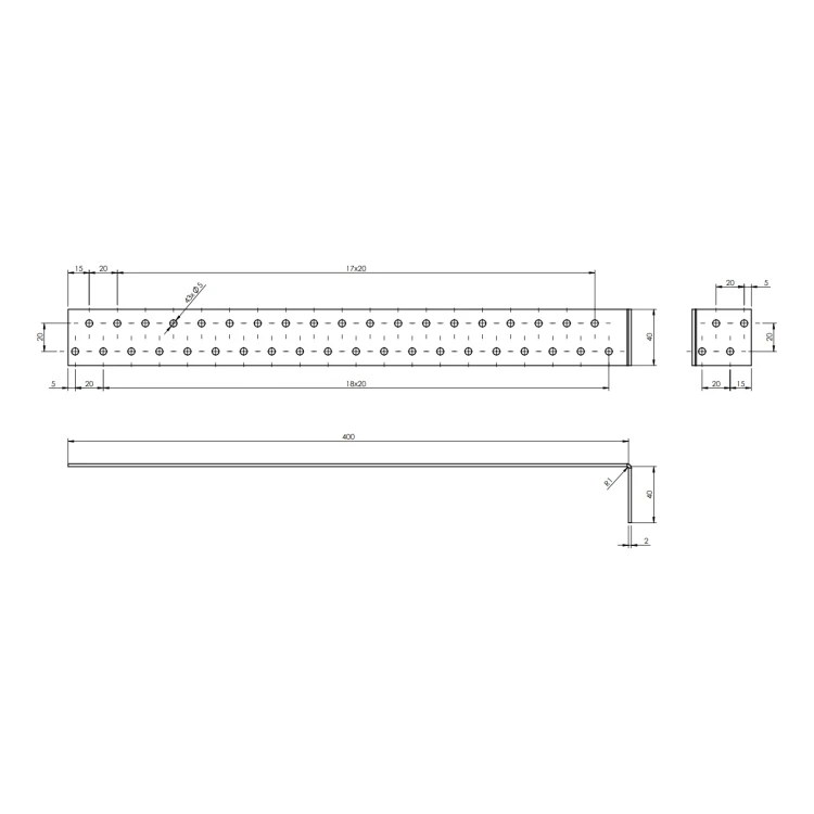Kotevní úhelník KK3 40x400x40x2,0 mm 000-125 (2)