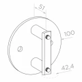 Boční uchycení sloupku fi 42,4 mm na trubku fi 100 mm AISI 304 satén 000-299 (2)