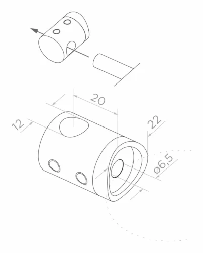 Průchozí držák pro tyč/trubku fi 12 mm. systém pro trubku 42,4 mm, AISI 304 satén 000-290 (2)