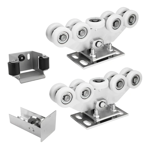 Sada vozíků pro posuvnou bránu: 2× vozík (9-kladkový, plast) + příslušenství 000-252 (1)