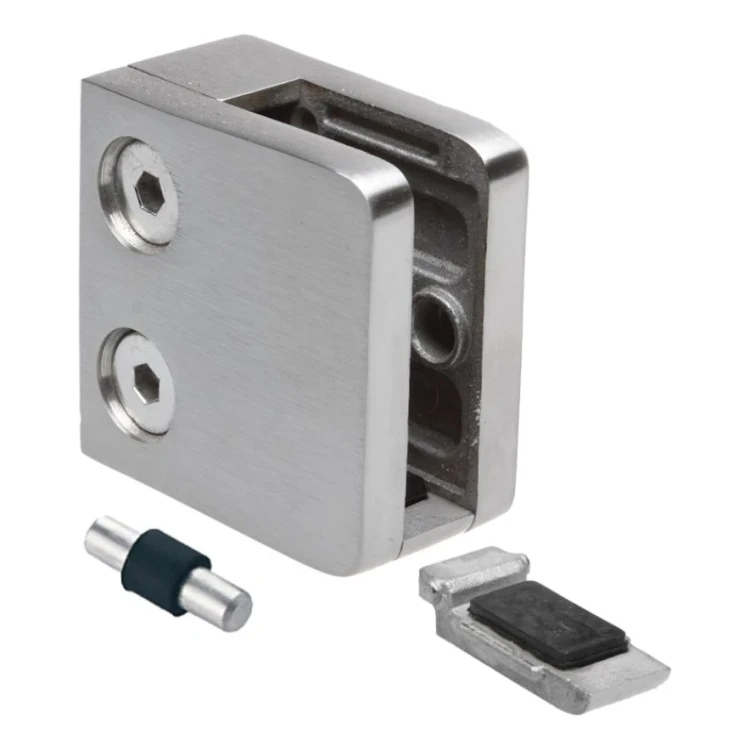 Držák skla 45x45x26 mm s konzolou pin sklo 6–10,76 mm AISI 304 plochý systém satén 000-268 (4)