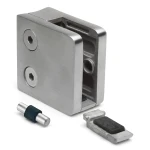 Držák skla 6-10,76 mm 45x45x26 mm konzola a pin AISI 304 systém 42,4 mm lesk