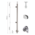 Koncový sloupek levý fi 42,4x1230mm AISI304 boční uchycení satén 000-525 (2)