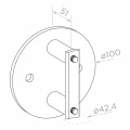 Koncový sloupek levý fi 42,4x1230mm AISI304 boční uchycení satén 000-525 (5)