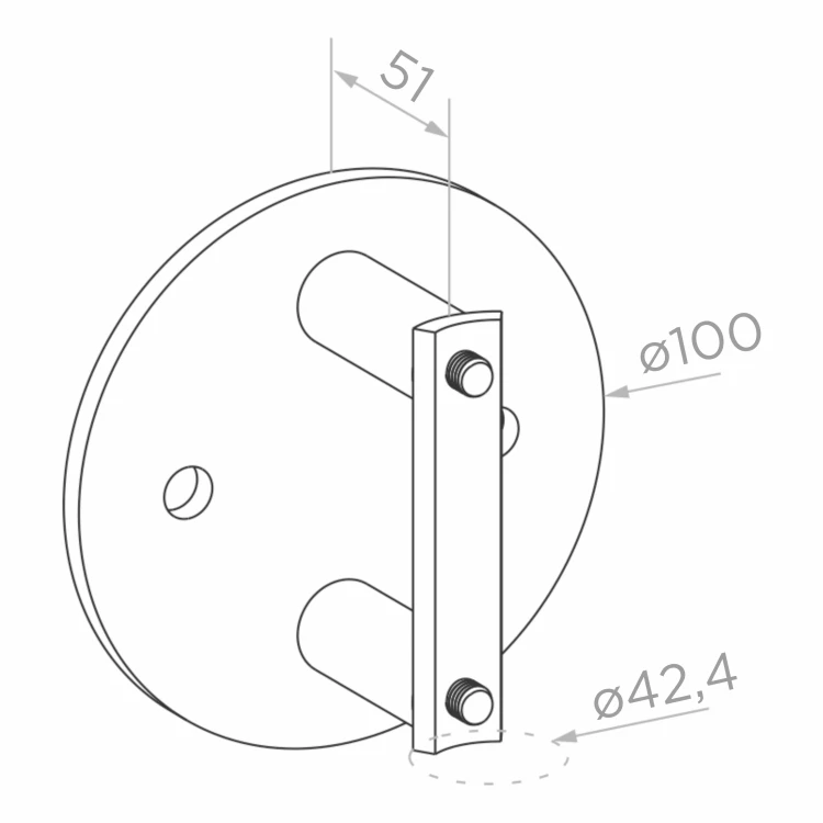 Koncový sloupek levý fi 42,4x1230mm AISI304 boční uchycení satén 000-525 (5)