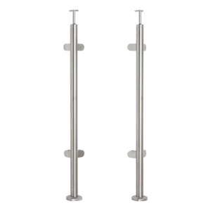 Rohový sloupek pro zábradlí na sklo fi 42,4x1060/1102,4mm 4 úchyty broušený
