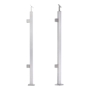 Koncový levý sloupek zábradlí 40x40x1060/1100mm 2 držáky na sklo