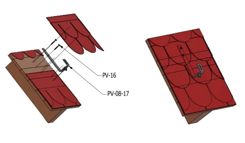 Střešní Hák J Nastavitelný - pro bitumenové a břidlicové střechy PV-08-17 (2)