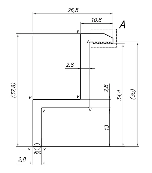 Koncová svorka H35 Hliník 6060 otvor M8 PV-03-05 (2)