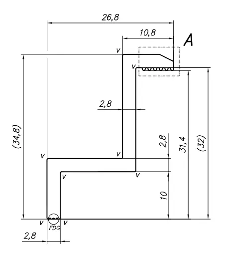 Koncová svorka H32 Hliník 6060 otvor M8 PV-03-03 (2)