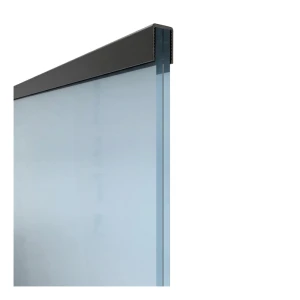 Kozza – hliníkový obdélníkový úchyt na sklo 12–13,52 mm, černý RAL 9005, 5 m