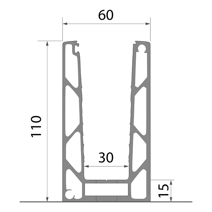 Kozza KE 100 – profil U pro celoskleněné zábradlí 5000 mm černý, upevnění shora 000-861 (5)