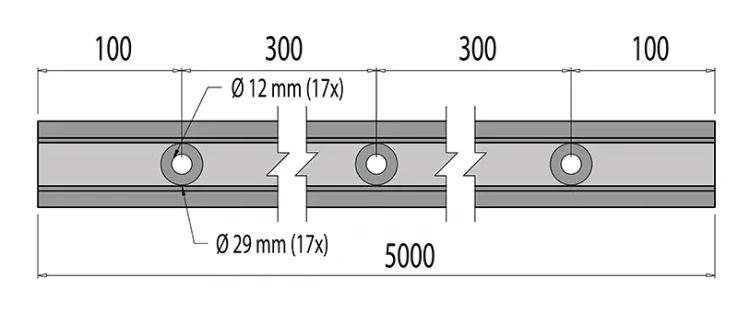 Kozza KE 100 – profil U pro celoskleněné zábradlí 5000 mm černý, upevnění shora 000-861 (6)