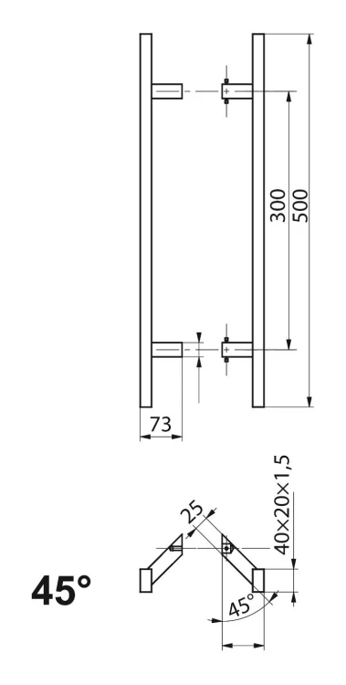 PINOX madlo dvoustranné obdélníkové 40×20 mm černé satinové 500 mm 000-735 (2)